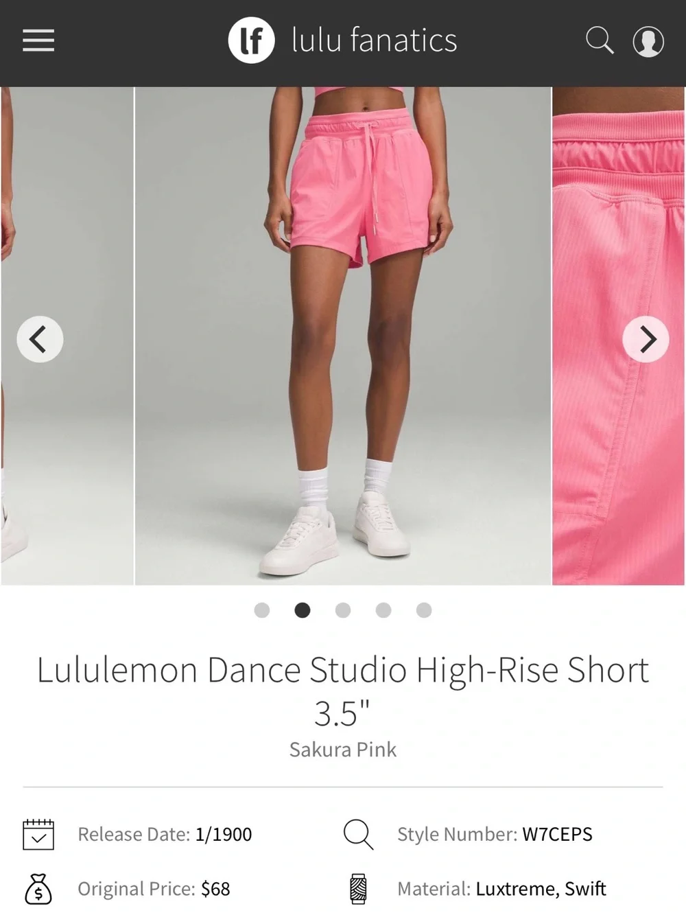 NWT Lululemon Dance Studio High-Rise Short 3.5